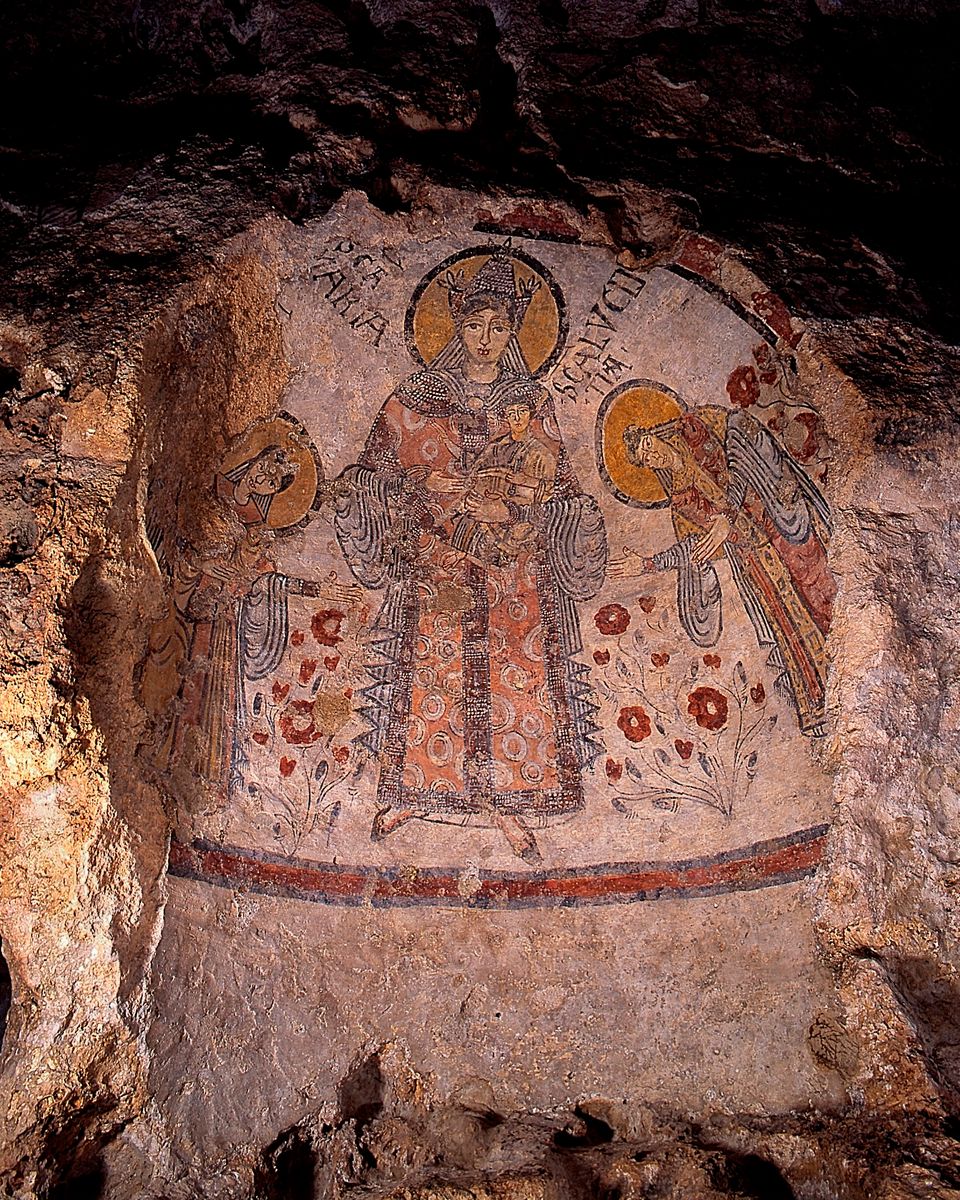 Cripta del peccato Originale-Madonna con Bambino — Matera